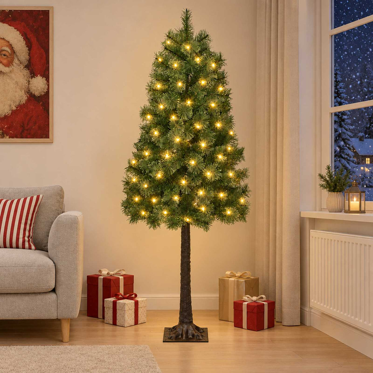 vidaXL Artificial Hinged Christmas Tree 120 cm 150 LEDs Warm White 1
