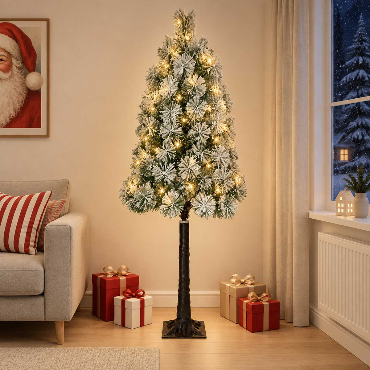 vidaXL Artificial Hinged Christmas Tree 120 cm 150 LEDs Warm White 1