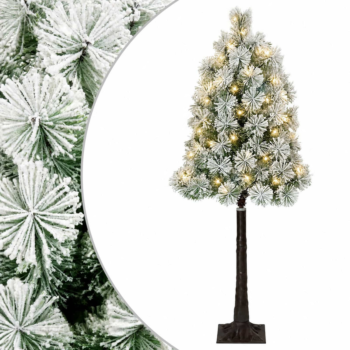 Artificial Hinged Christmas Tree with Baubles 150 LEDs Green and white 120 cm with LEDs