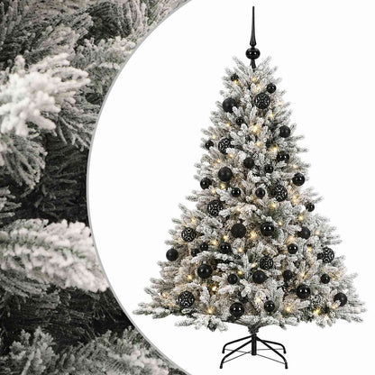 Artificial Christmas Tree Bauble LEDs Green White black balls