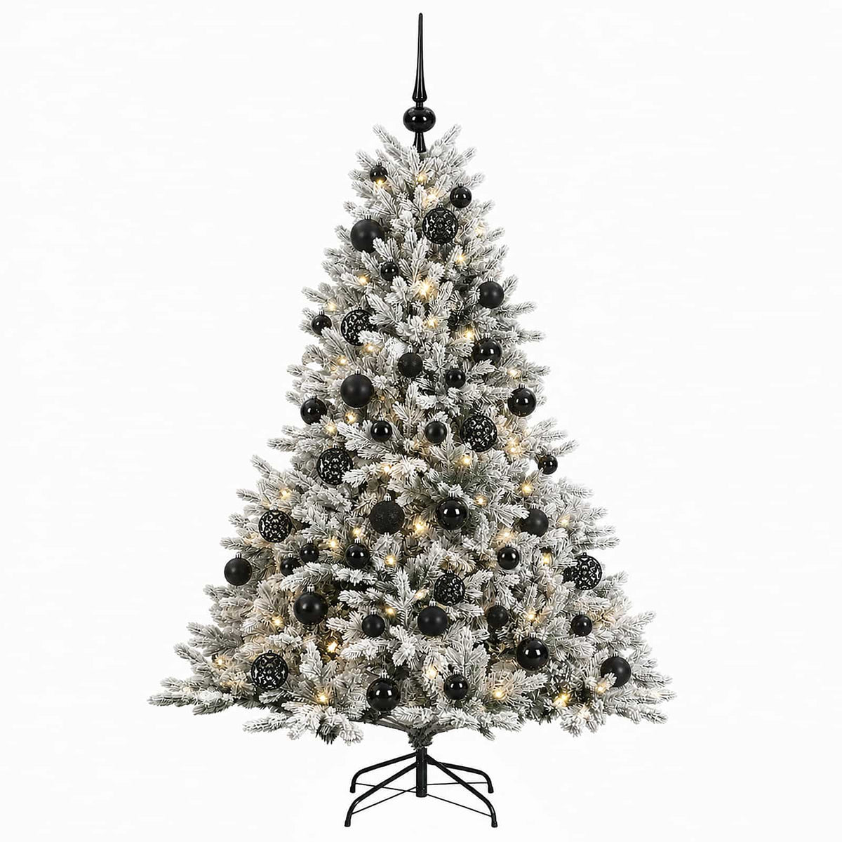 Artificial Christmas Tree Bauble LEDs Green White black balls