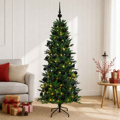 Artificial Christmas Tree Bauble LEDs Green black balls