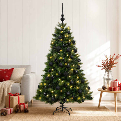 Artificial Christmas Tree Bauble LEDs Green black balls