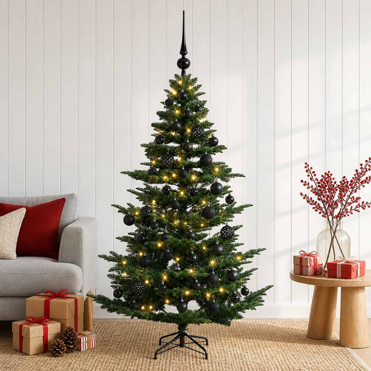 vidaXL Artificial Christmas Tree with Bauble 120 cm 150 LEDs 1