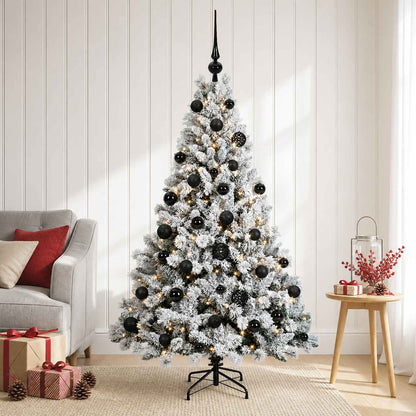Artificial Christmas Tree Bauble LEDs Green White black balls