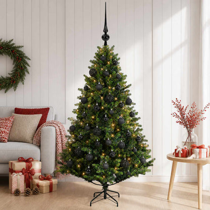 Artificial Christmas Tree Bauble LEDs Green black balls