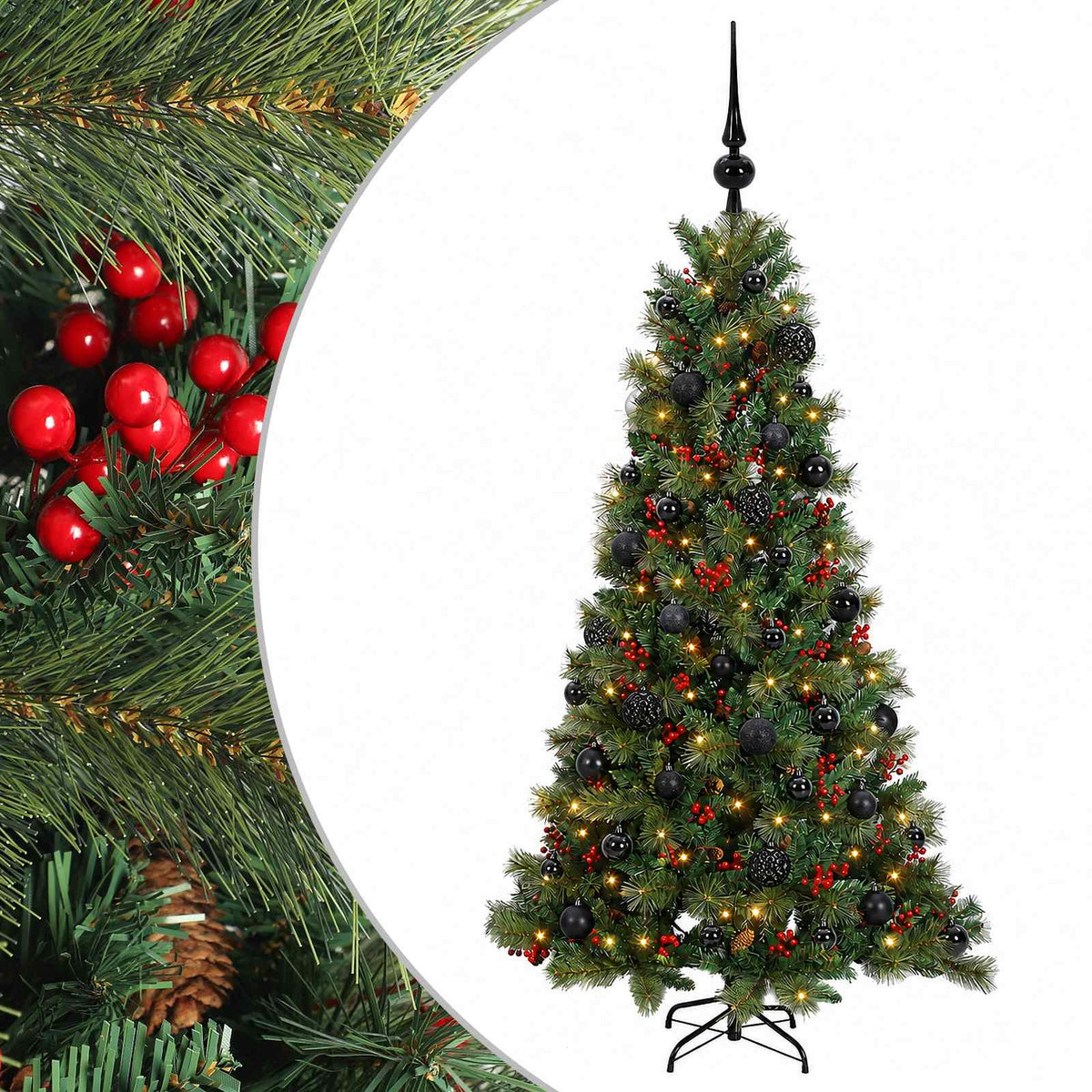 vidaXL Artificial Christmas Tree with Bauble 120 cm 150 LEDs 2