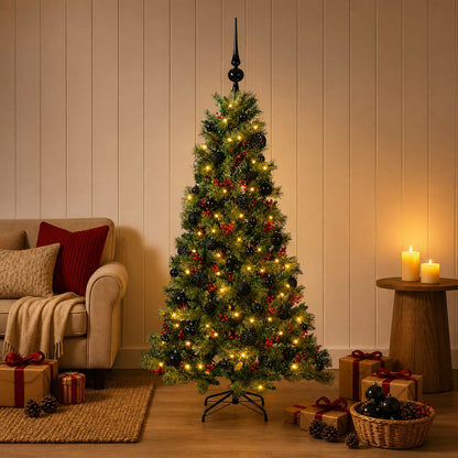 vidaXL Artificial Christmas Tree with Bauble 120 cm 150 LEDs 1