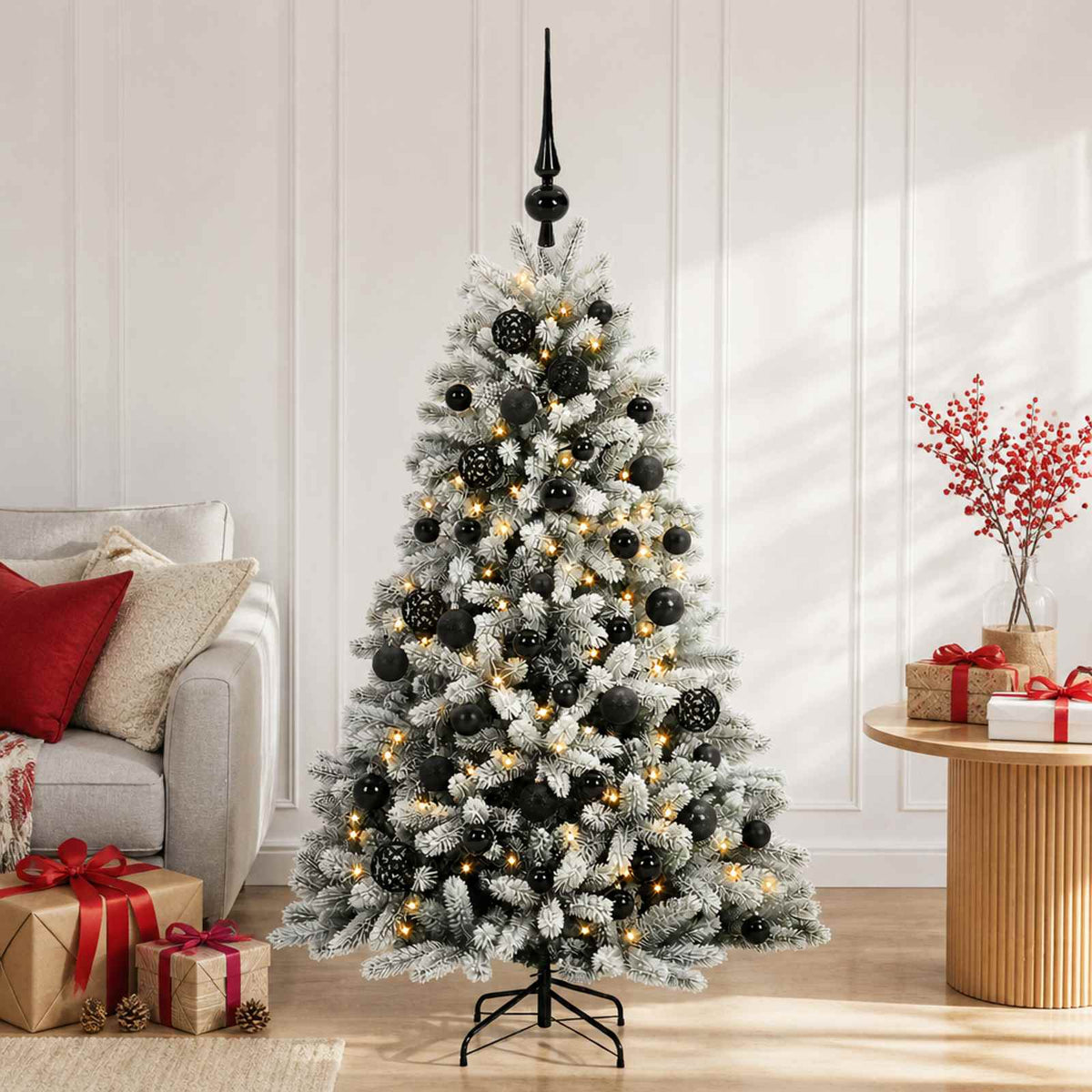 vidaXL Artificial Christmas Tree with Bauble 120 cm 150 LEDs 1