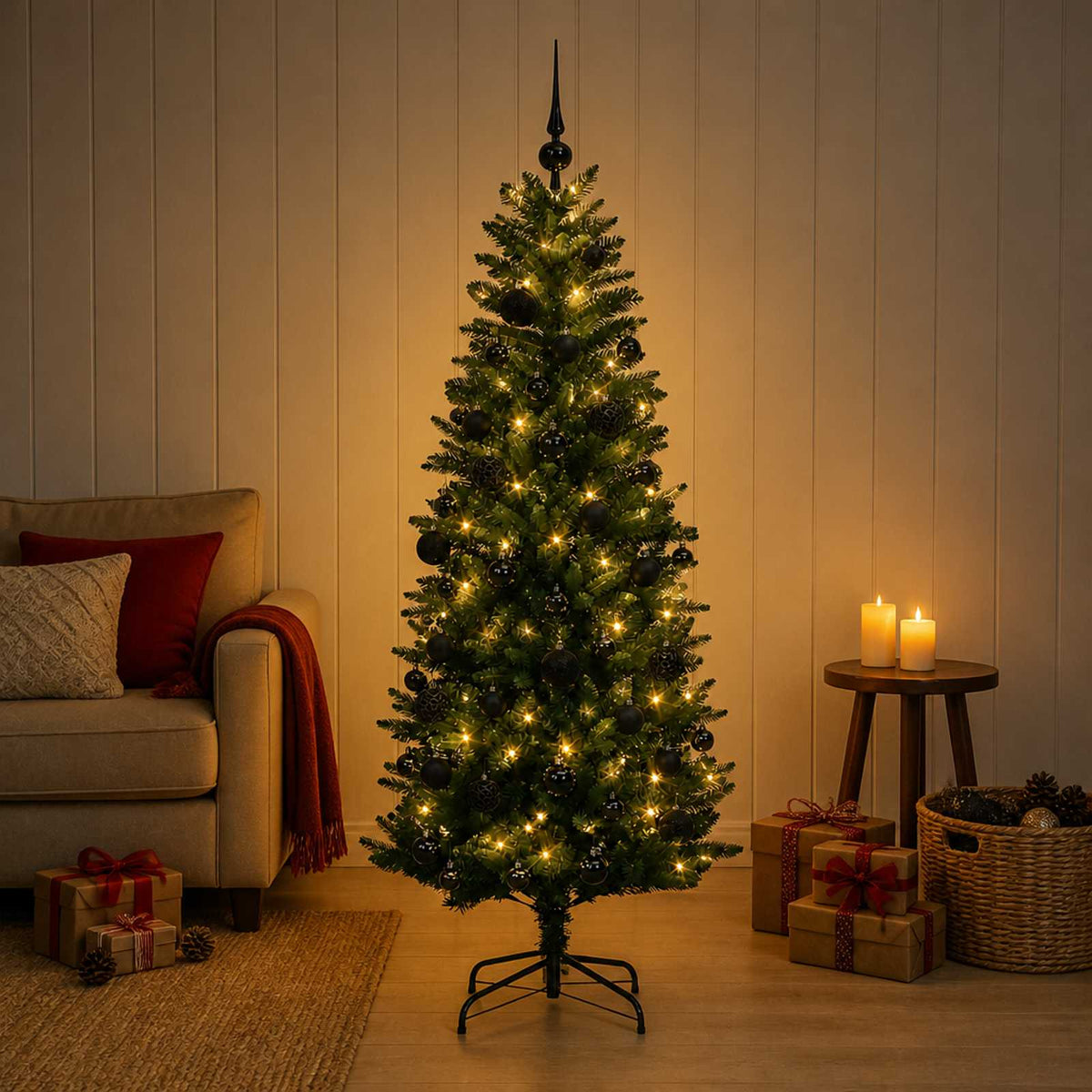 vidaXL Artificial Christmas Tree with Bauble 120 cm 150 LEDs 1