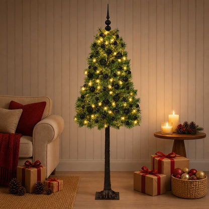 vidaXL Artificial Hinged Christmas Tree with Baubles 150 LEDs