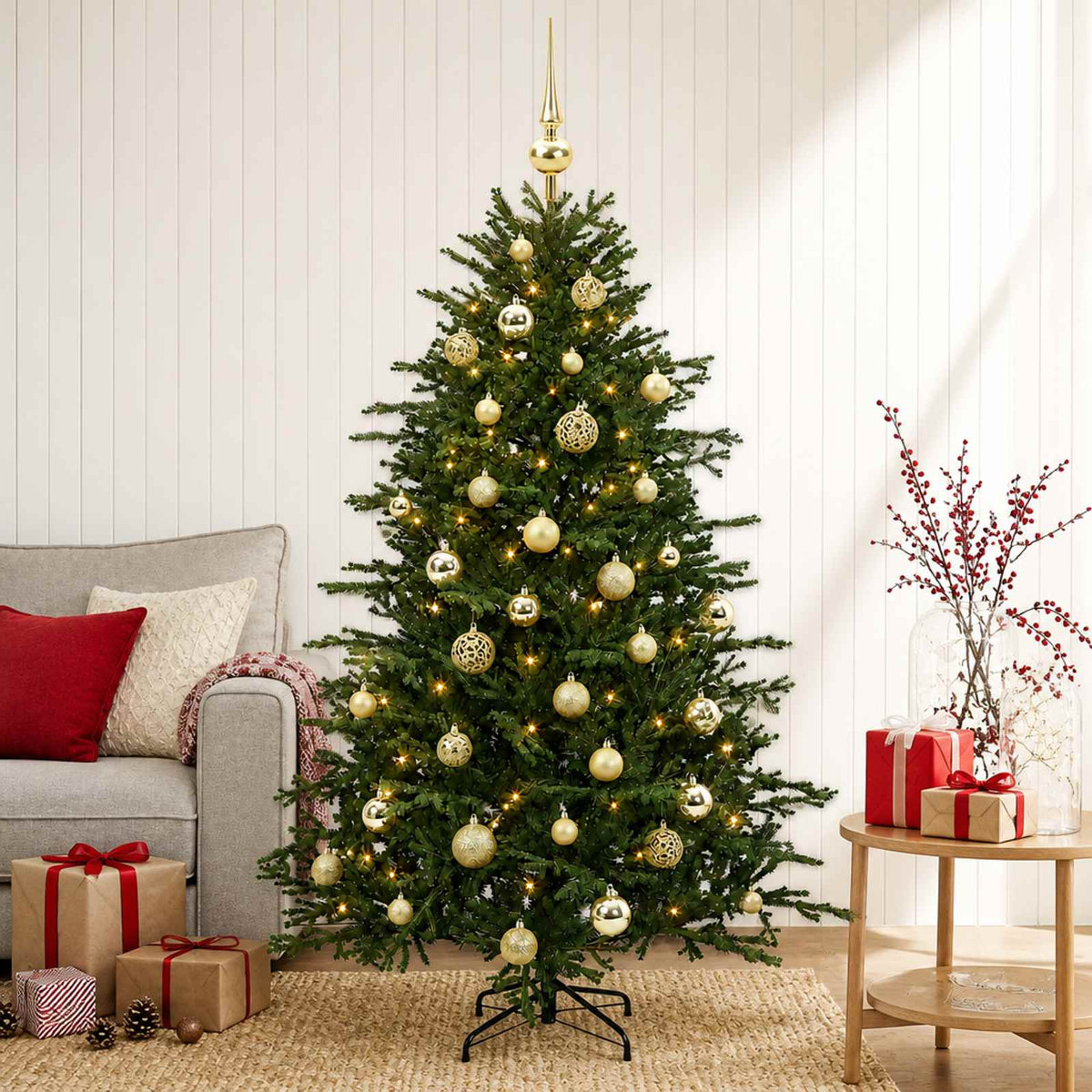 Artificial Christmas Tree Bauble LEDs gold balls