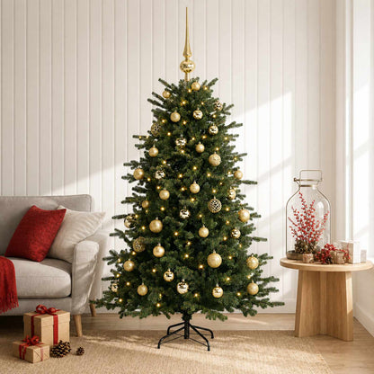 Artificial Christmas Tree with Bauble 150 LEDs 120 cm with LEDs & gold balls