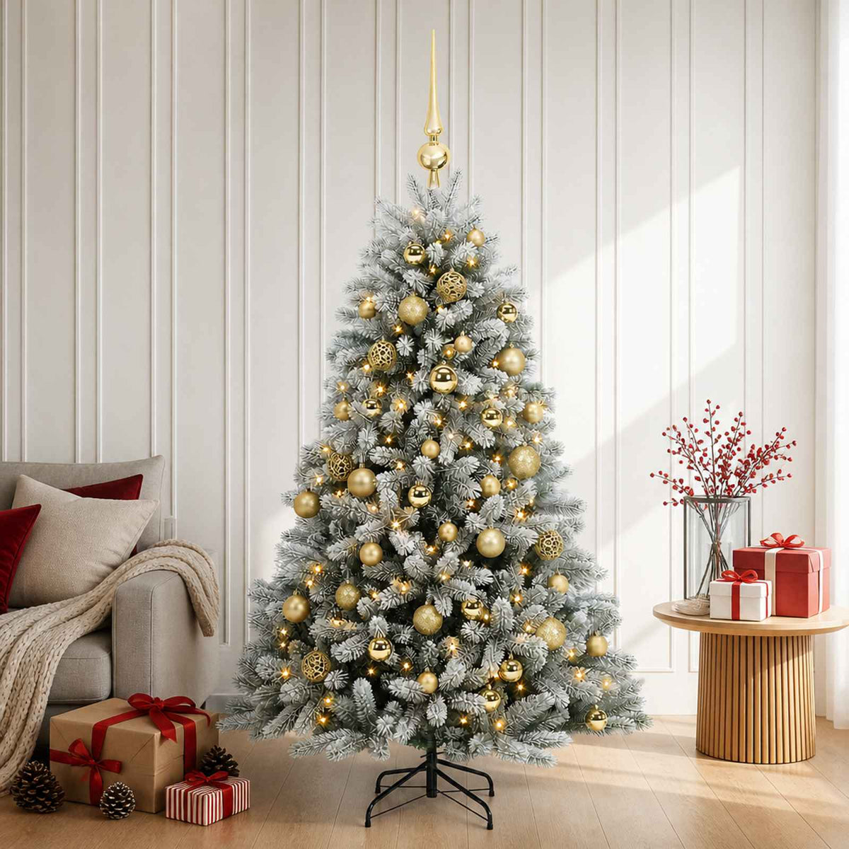 vidaXL Artificial Christmas Tree with Bauble 120 cm 150 LEDs 3