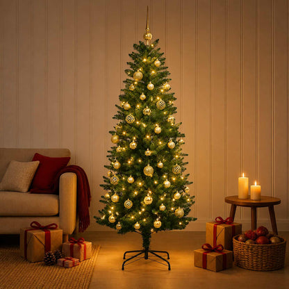 vidaXL Artificial Christmas Tree with Bauble 150 LEDs Green 150 cm