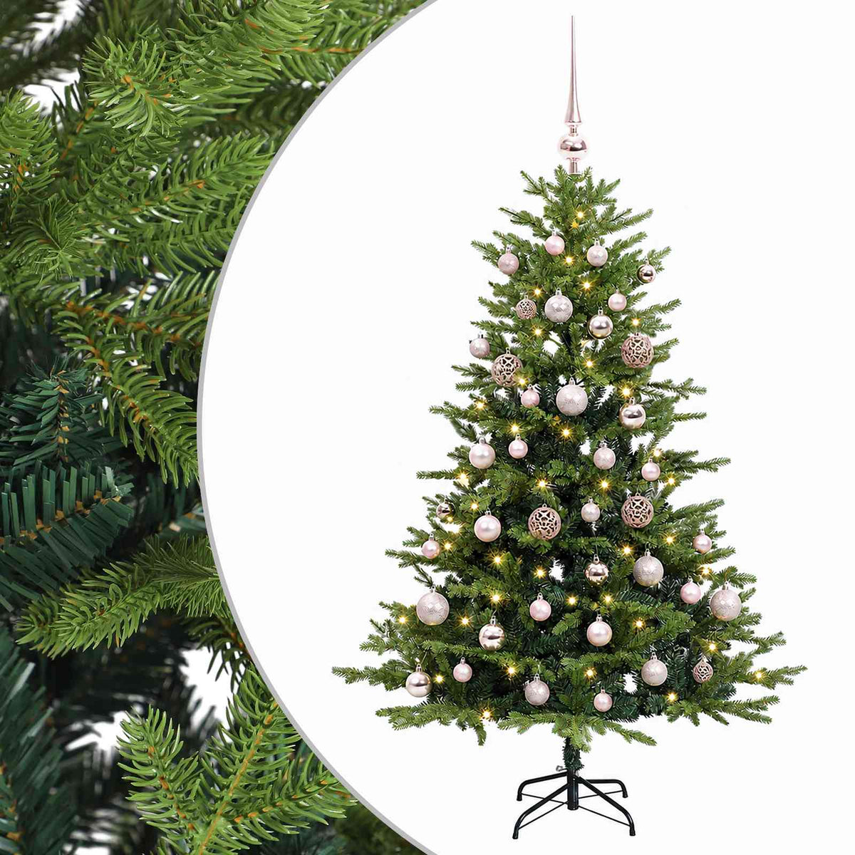 vidaXL Artificial Christmas Tree with Bauble 120 cm 150 LEDs 2