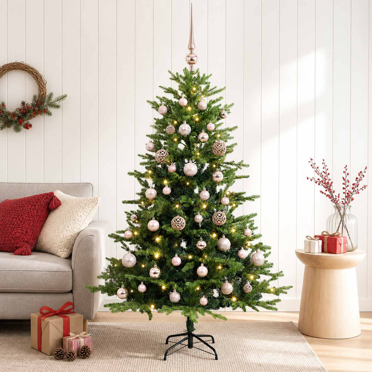 vidaXL Artificial Christmas Tree with Bauble 120 cm 150 LEDs 1