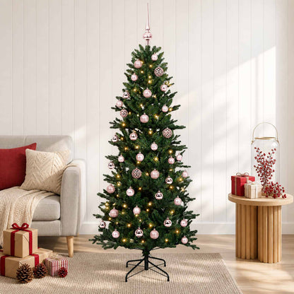 Artificial Christmas Tree Bauble LEDs Green pink balls