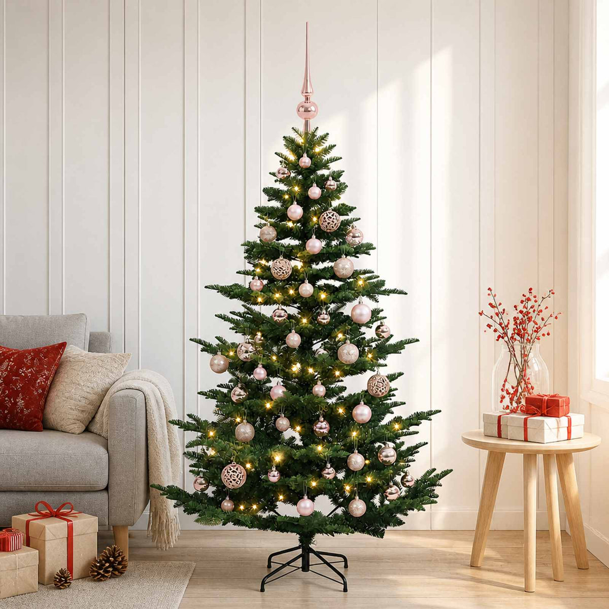 vidaXL Artificial Christmas Tree with Bauble 150 LEDs Green Height 120 cm