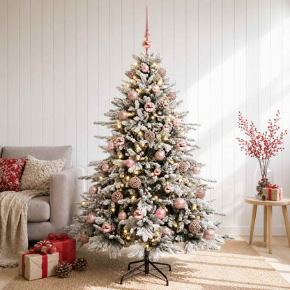 Artificial Christmas Tree Bauble LEDs Green White pink balls