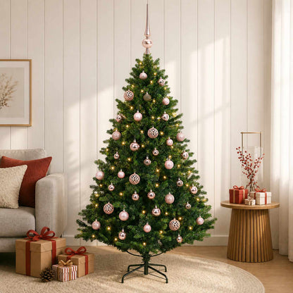 Artificial Christmas Tree Bauble LEDs Green pink balls
