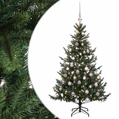 Artificial Christmas Tree with Bauble 150 LEDs Green 150 cm with LEDs & pink balls