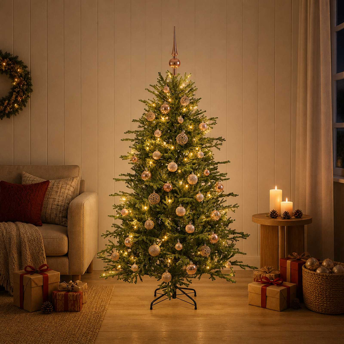 Artificial Christmas Tree Bauble LEDs pink balls