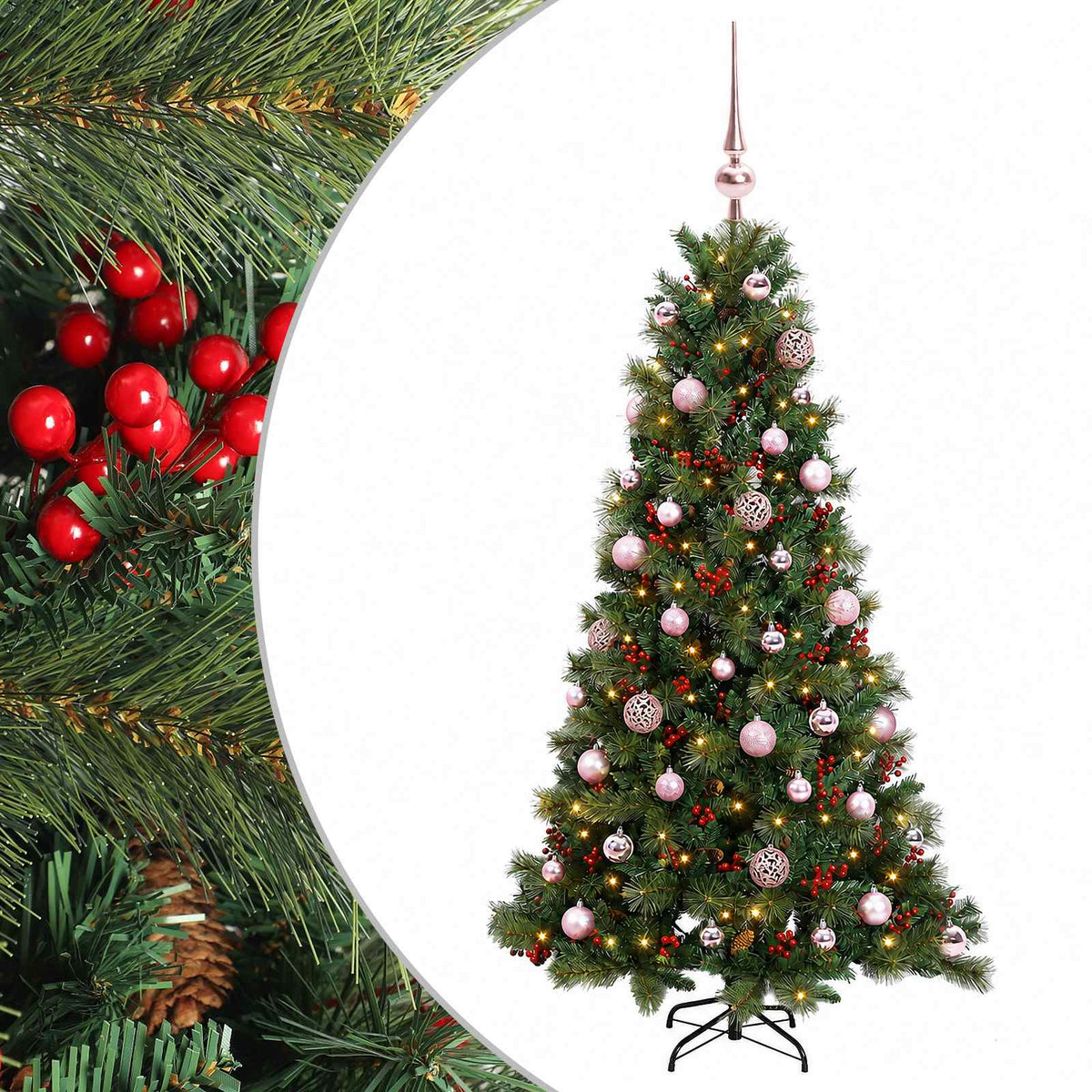 vidaXL Artificial Christmas Tree with Bauble 120 cm 150 LEDs 2