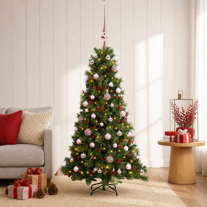 vidaXL Artificial Christmas Tree with Bauble 120 cm 150 LEDs 1