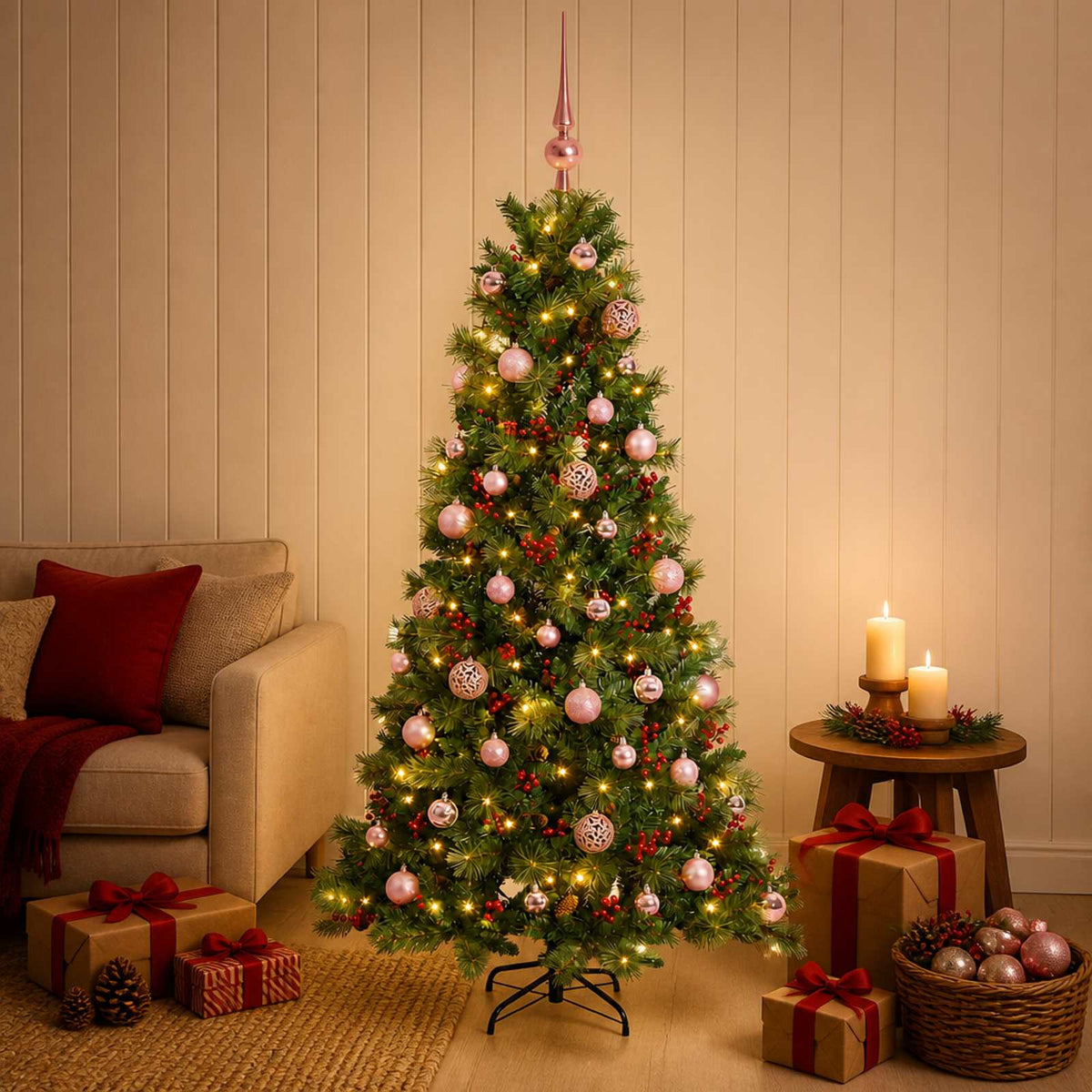 vidaXL Artificial Christmas Tree with Bauble 120 cm 150 LEDs 3