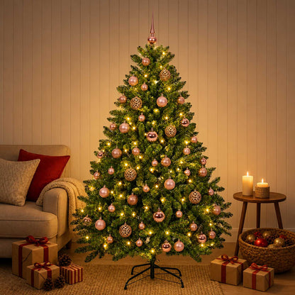 Artificial Christmas Tree with Bauble 120 cm Light green with 150 LEDs&pink balls