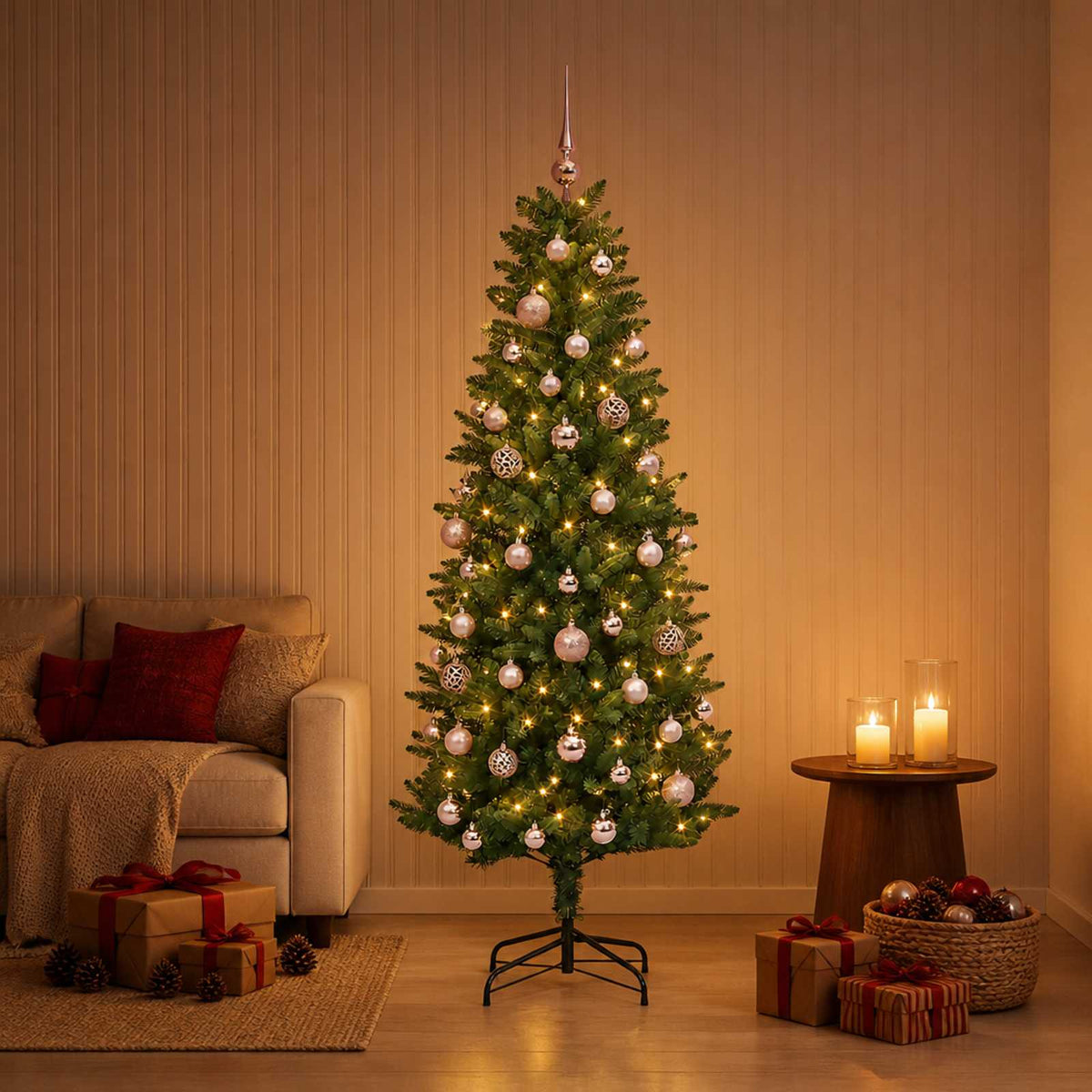 vidaXL Artificial Christmas Tree with Bauble 120 cm 150 LEDs 3