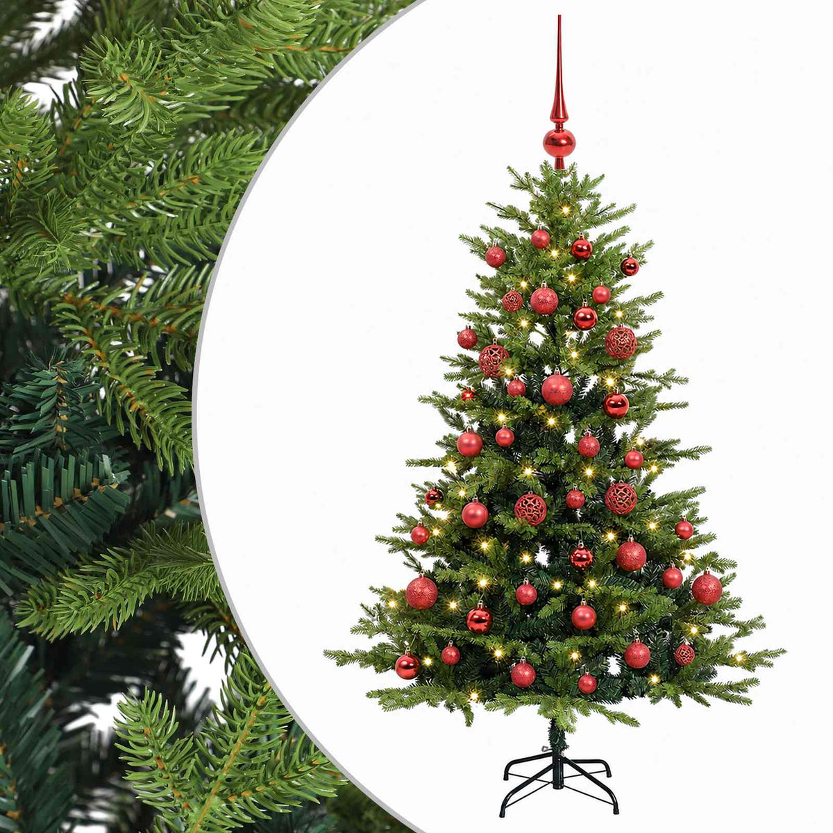 vidaXL Artificial Christmas Tree with Bauble 120 cm 150 LEDs 2