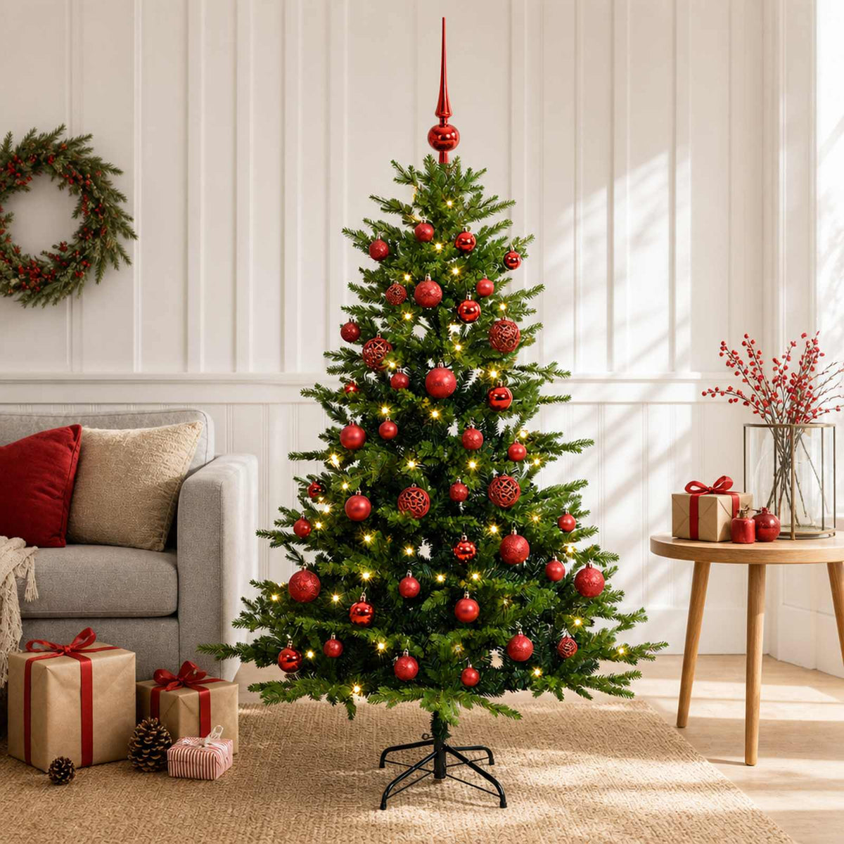 vidaXL Artificial Christmas Tree with Bauble 120 cm 150 LEDs 1