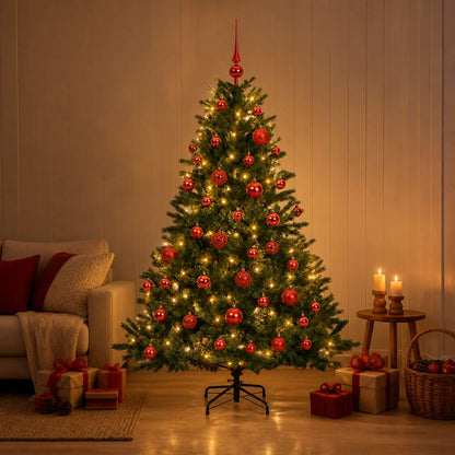Artificial Christmas Tree Bauble LEDs Green red balls