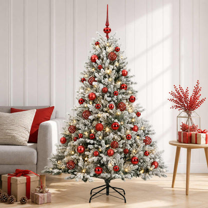 Artificial Christmas Tree Bauble LEDs Green White red balls