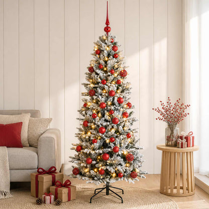 Artificial Christmas Tree Bauble LEDs Green White red balls