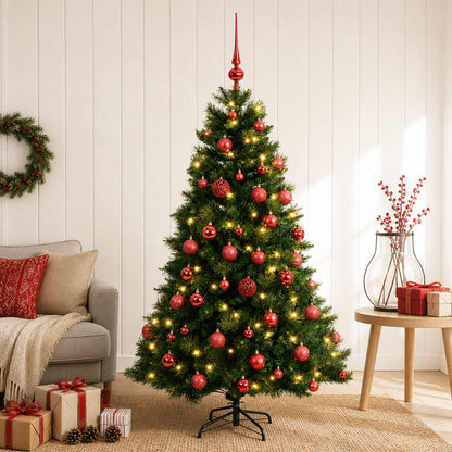 Artificial Christmas Tree Bauble LEDs Green red balls