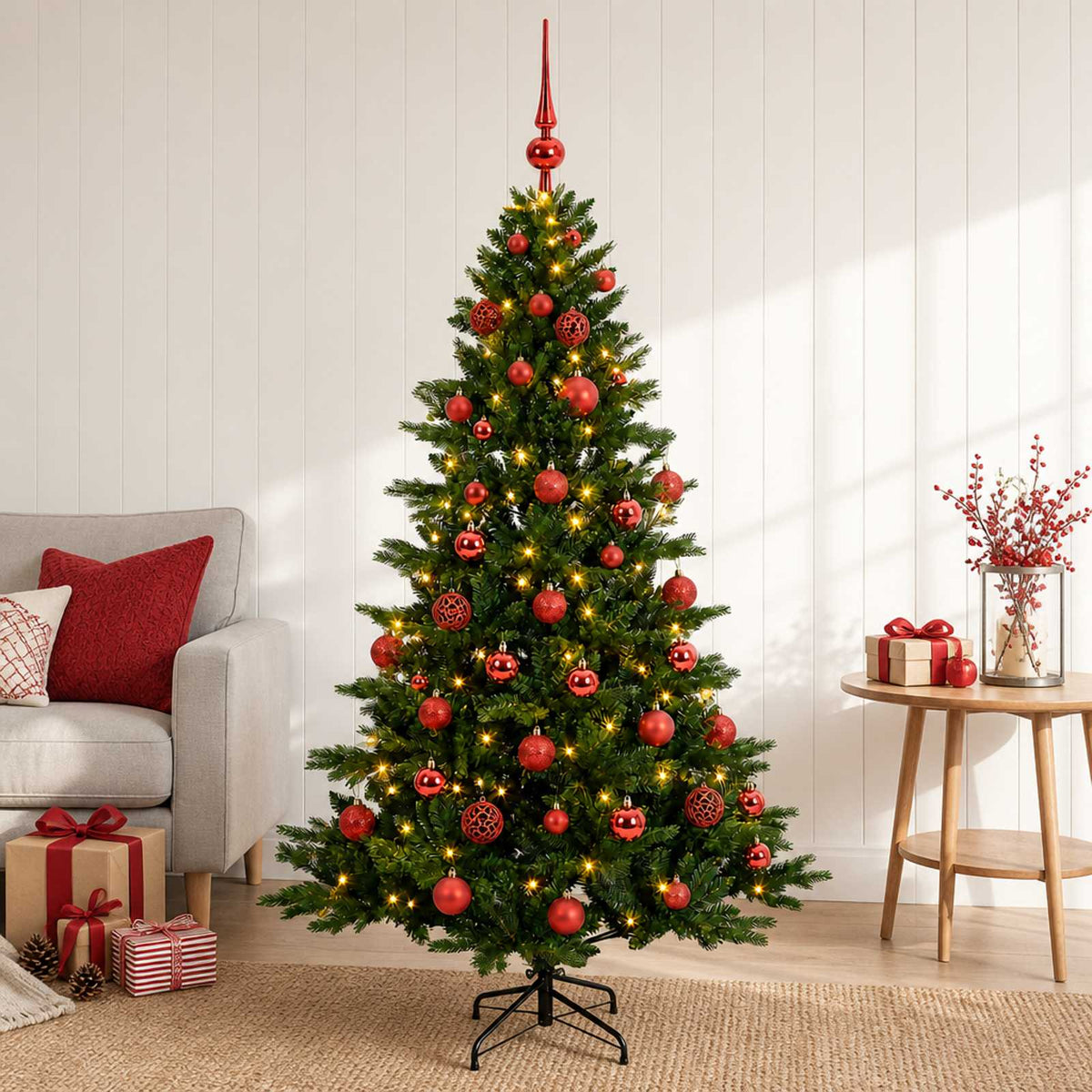 Artificial Christmas Tree Bauble LEDs red balls