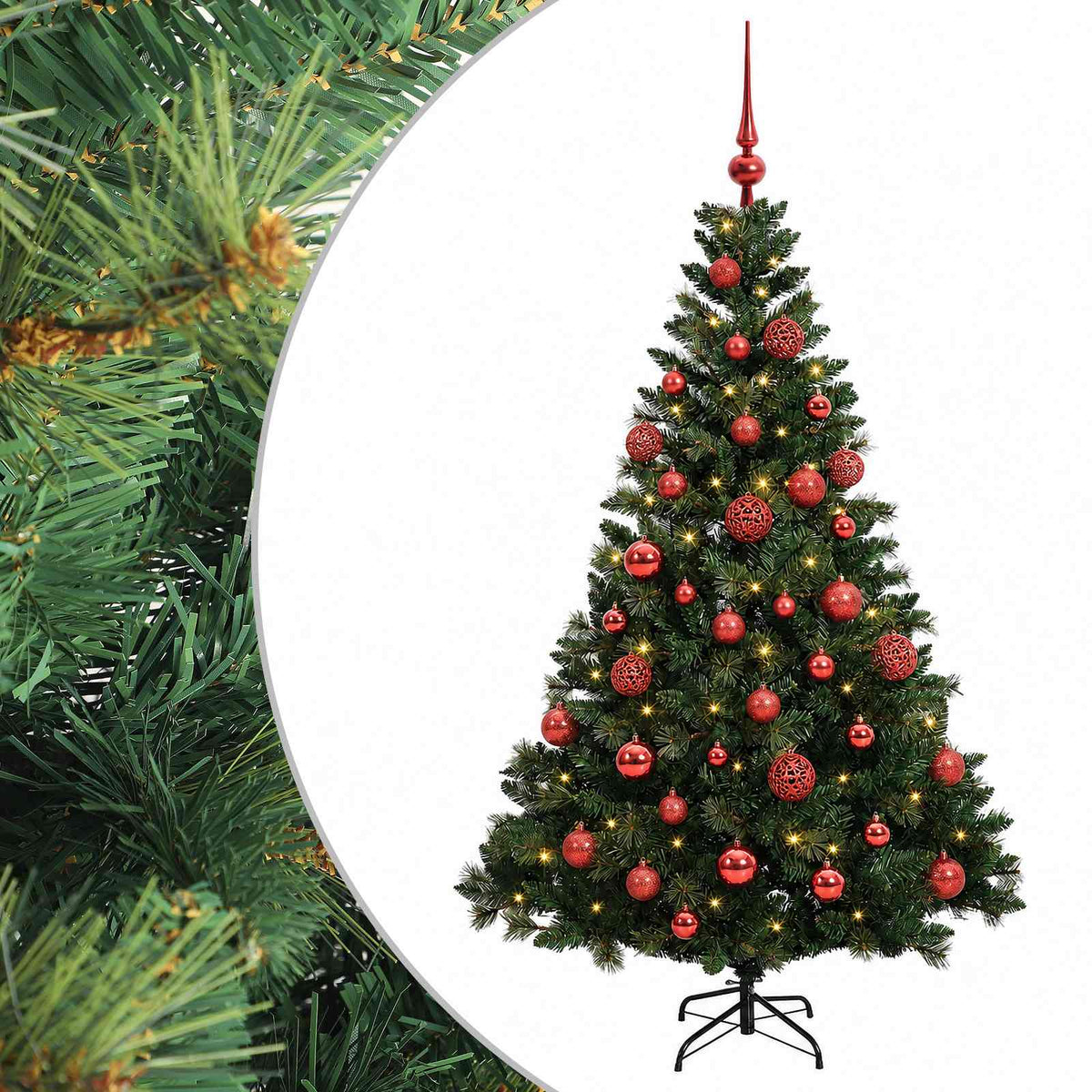 vidaXL Artificial Christmas Tree with Bauble 120 cm 150 LEDs 2