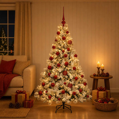 Artificial Christmas Tree Bauble LEDs Green White red balls