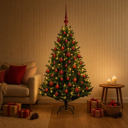 Artificial Christmas Tree Bauble LEDs Green red balls