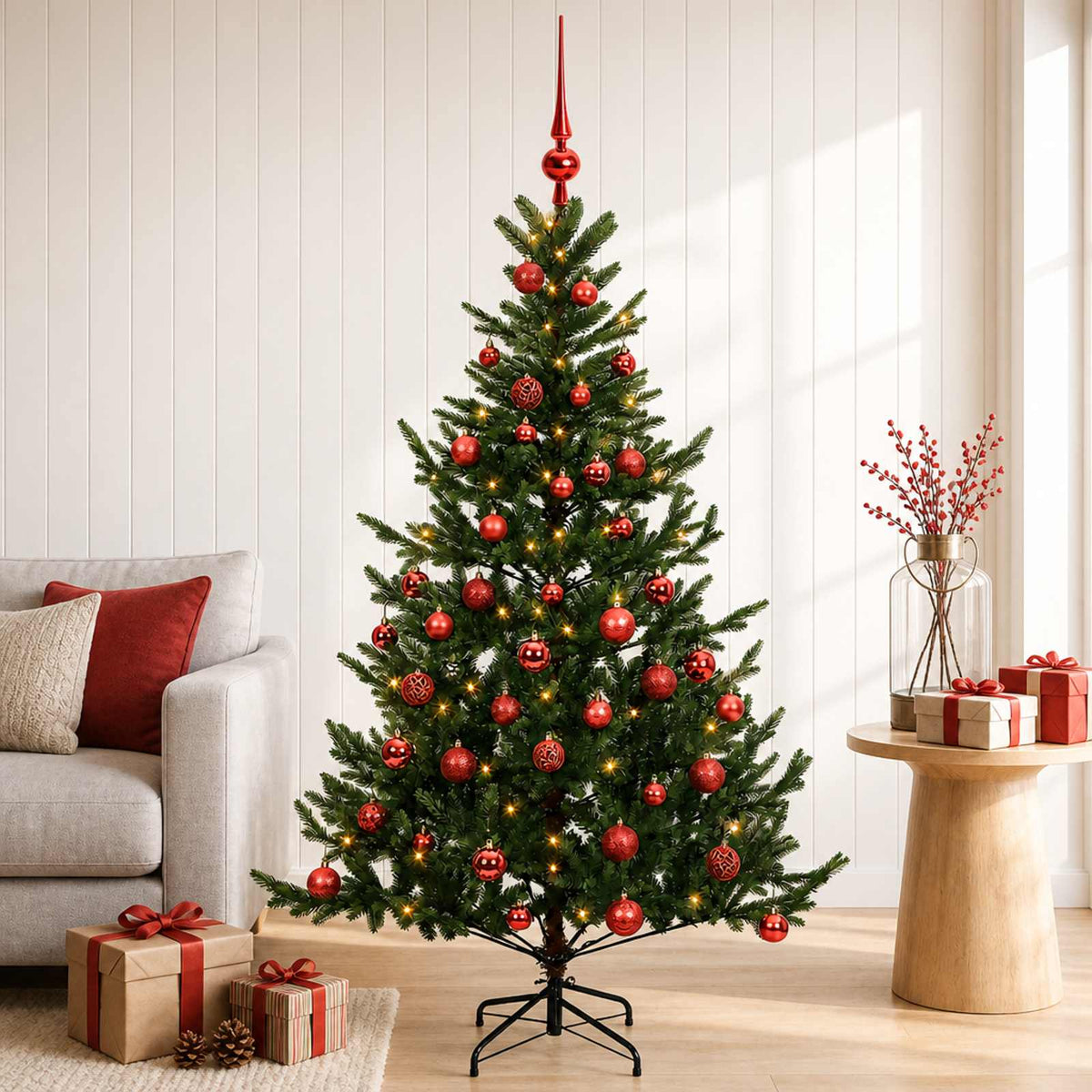 vidaXL Artificial Christmas Tree with Bauble 120 cm 150 LEDs 3
