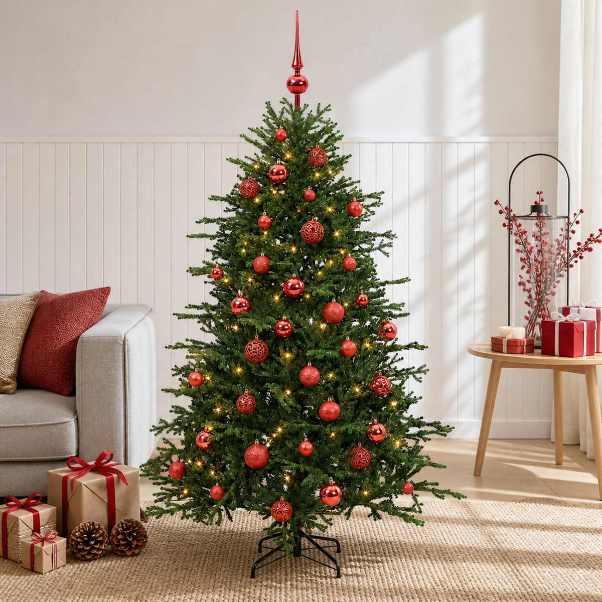 Artificial Christmas Tree Bauble LEDs red balls