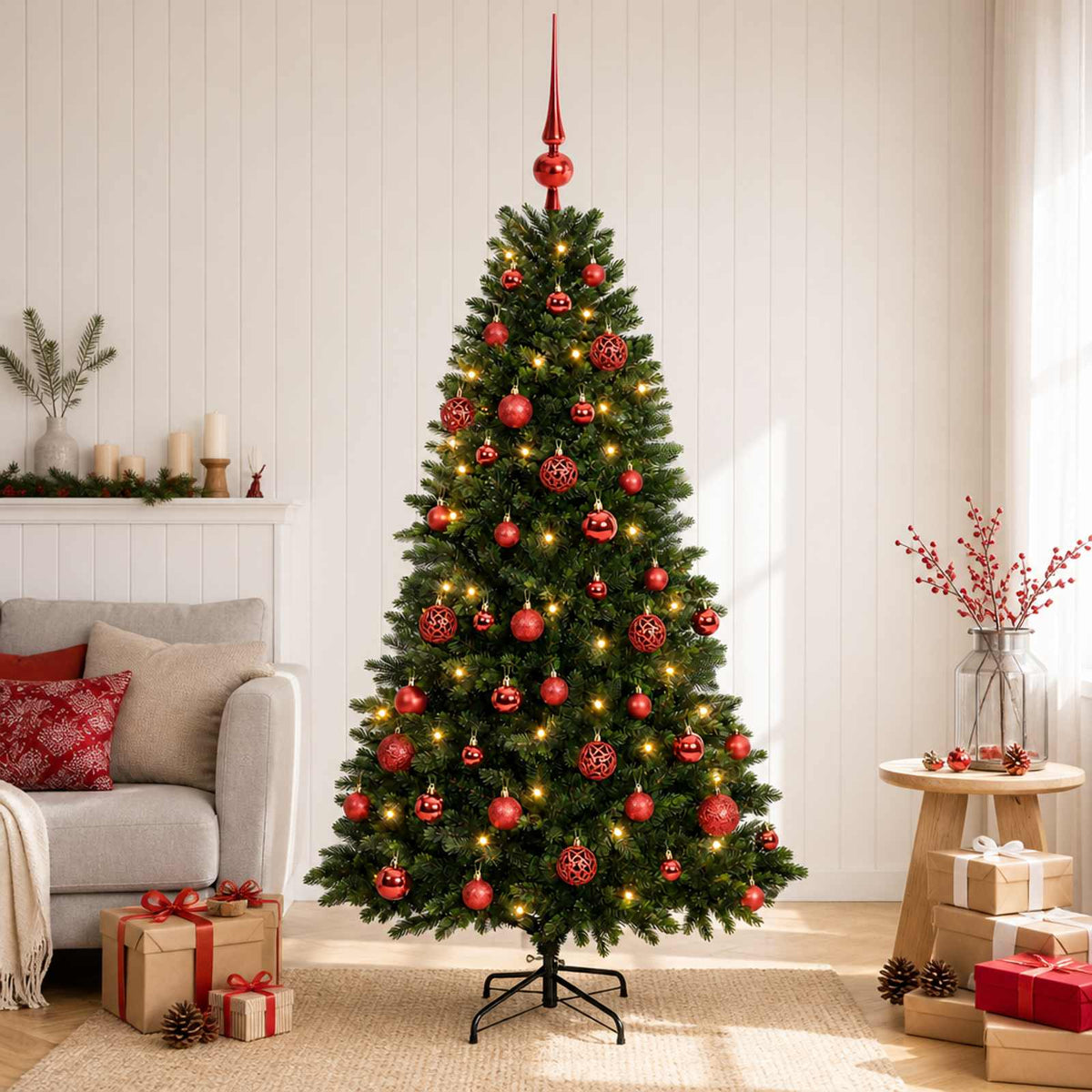 Artificial Christmas Tree Bauble LEDs red balls