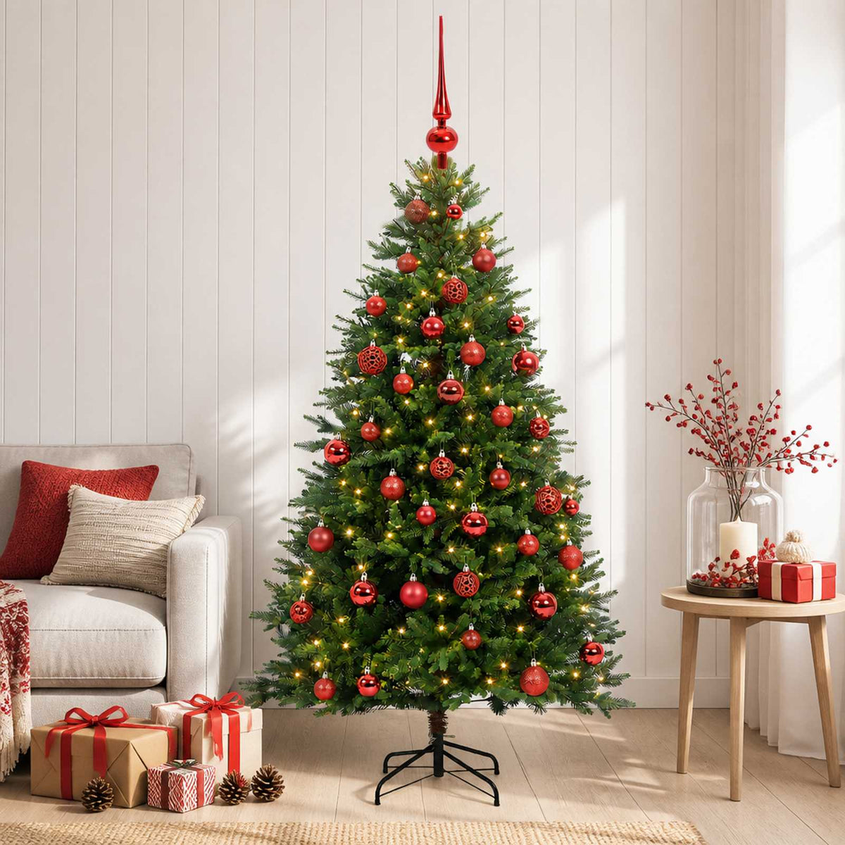 vidaXL Artificial Christmas Tree with Bauble 150 cm 150 LEDs 3