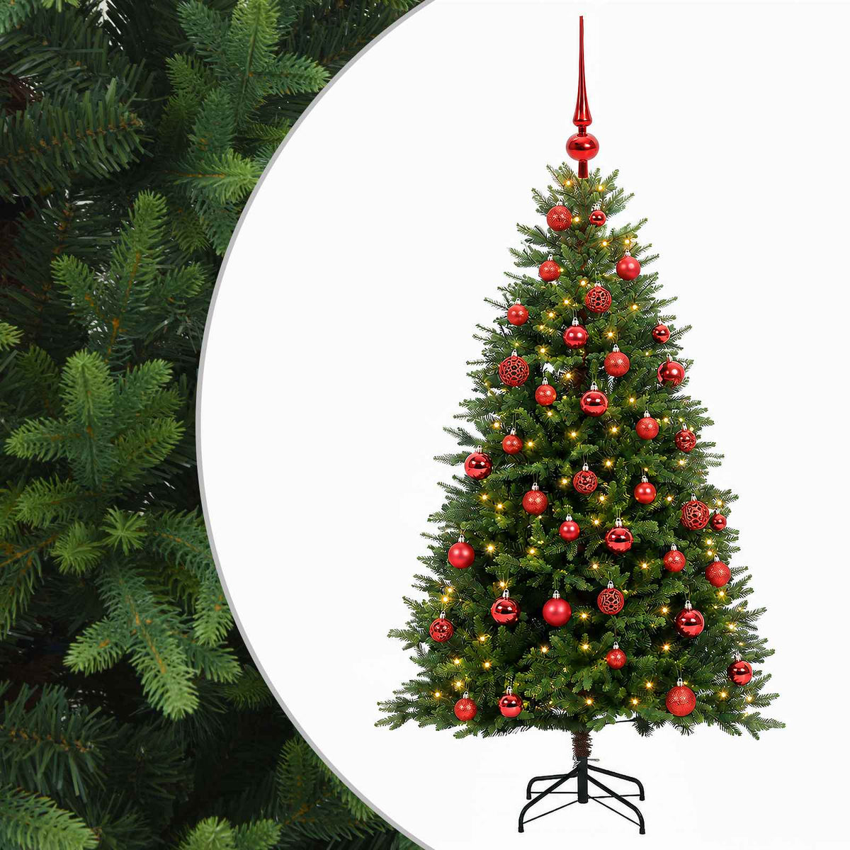 vidaXL Artificial Christmas Tree with Bauble 150 cm 150 LEDs 2