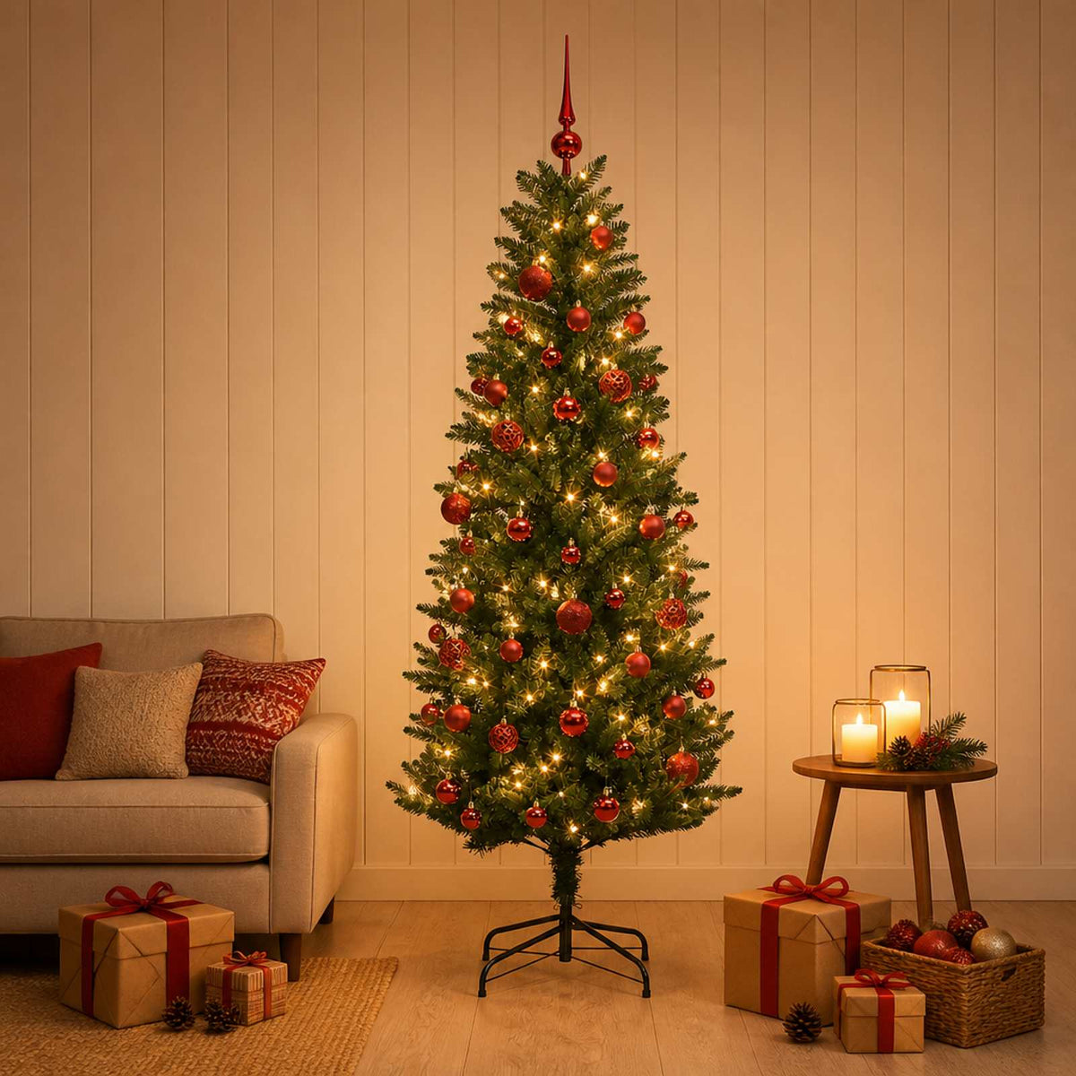 vidaXL Artificial Christmas Tree with Bauble 120 cm 150 LEDs 3