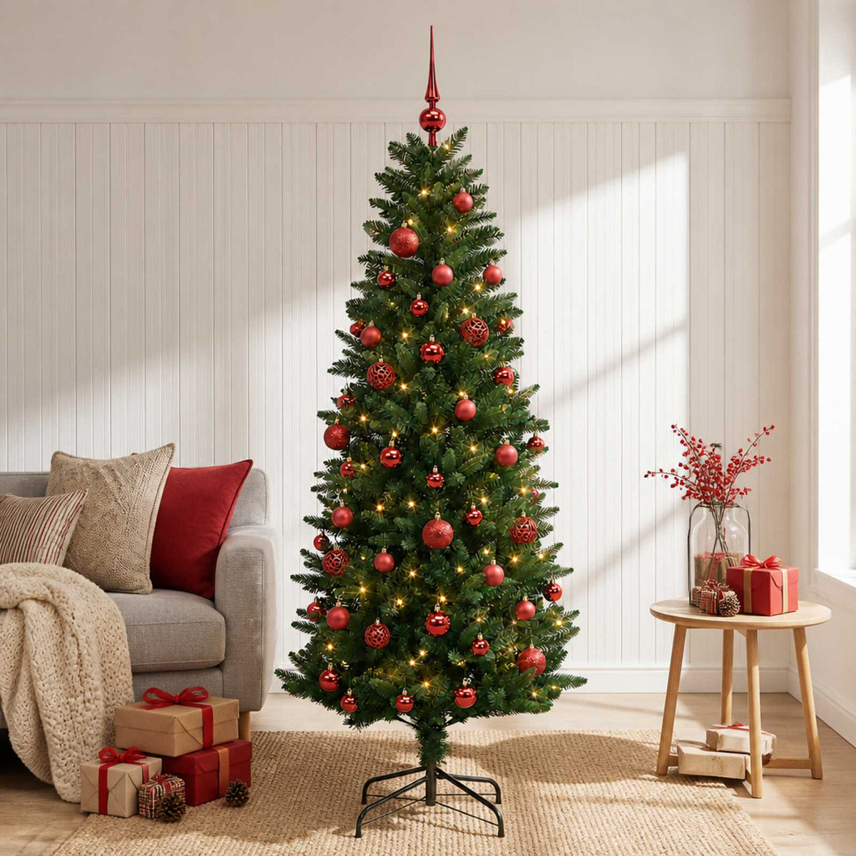vidaXL Artificial Christmas Tree with Bauble 120 cm 150 LEDs 1
