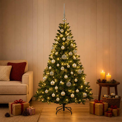vidaXL Artificial Christmas Tree with Bauble 150 LEDs Green Height 120 cm